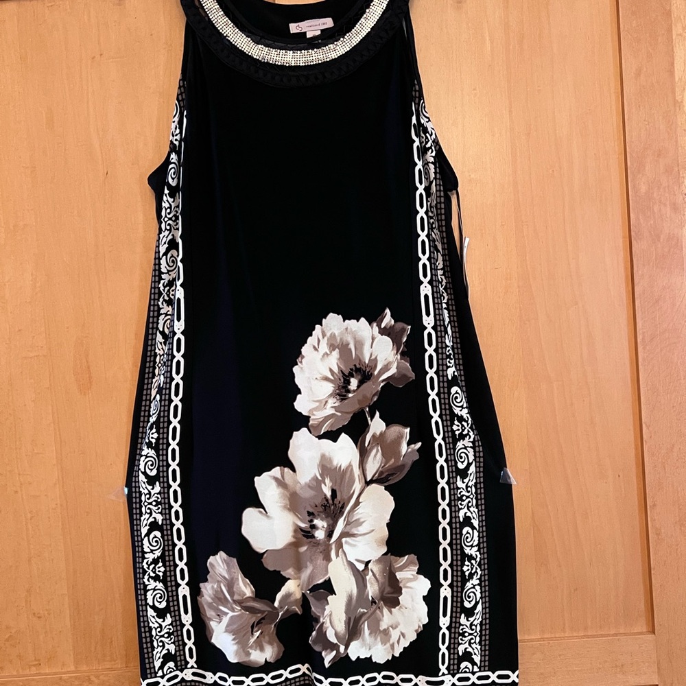 Dress Barn Black and White Embellished Sheath Mini Dress